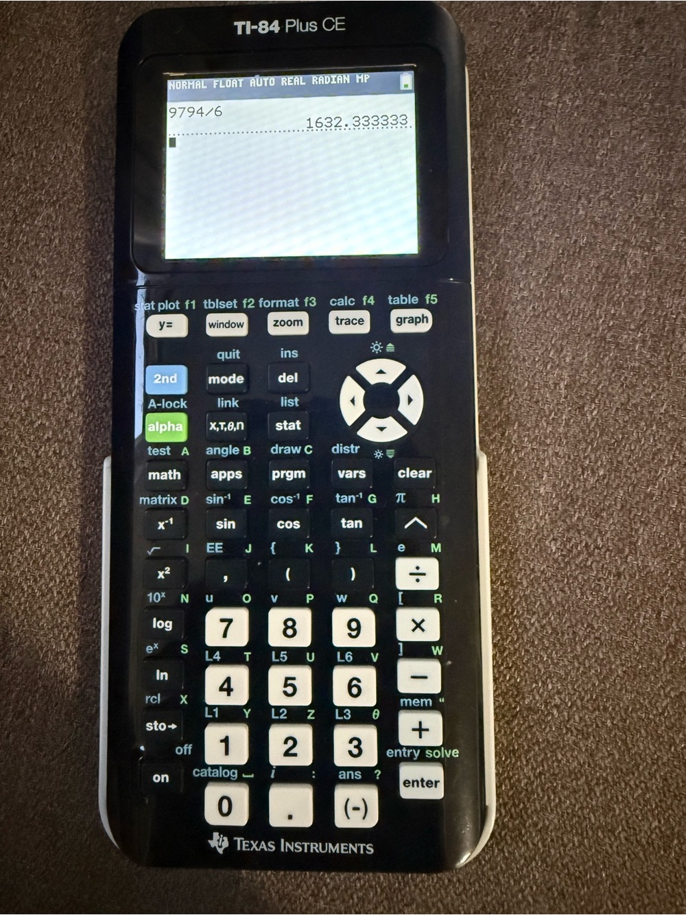 Texas Instruments TI-84 Plus CE Graphing Calculator Black Color Screen Slim